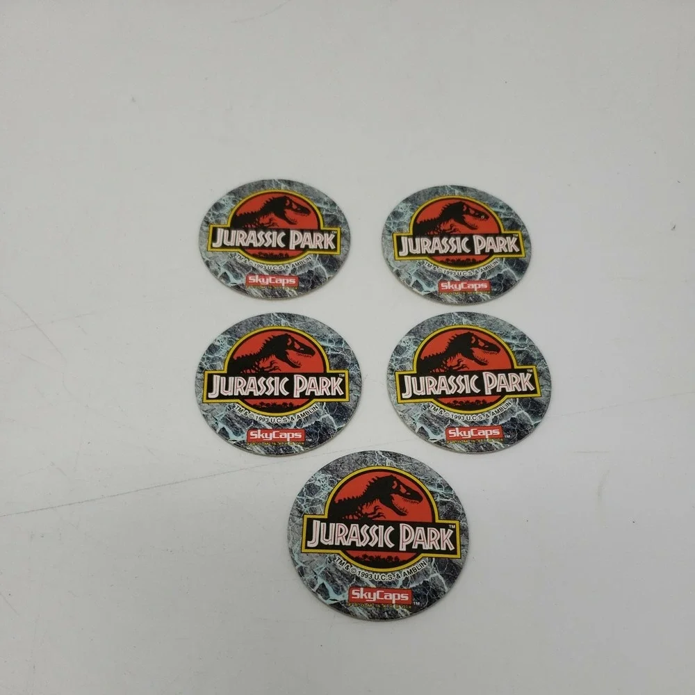 1993 Jurassic Park Logo Pog Milk Cap SkyCaps by Skybox Vintage Dinosaur Pogs Set